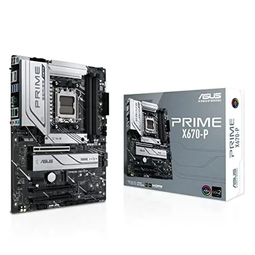 Produktbild: ASUS PRIME X670-P Gaming Mainboard Sockel AMD AM5 (Ryzen 7000, ATX, PCIe 5.0, 3x M.2, DDR5-Speicher, USB 3.2 Gen 2x2 Typ-C, Aura Sync RGB-Beleuchtung)