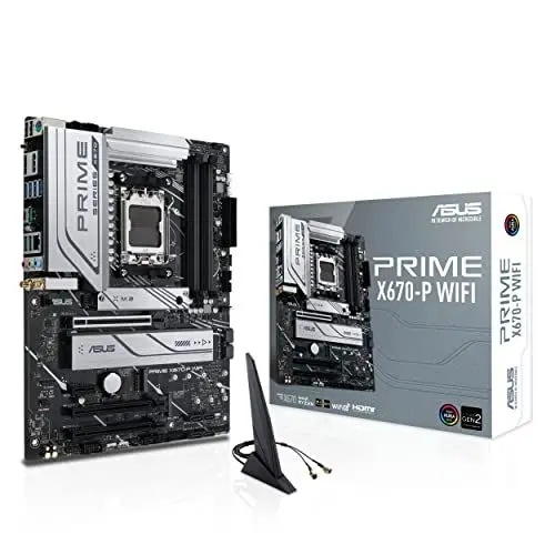 Produktbild: ASUS PRIME X670-P WIFI Gaming Mainboard Sockel AMD AM5 (Ryzen 7000, ATX, PCIe 5.0, 3x M.2, DDR5-Speicher, WiFi6, USB 3.2 Gen 2x2 Typ-C, Aura Sync RGB-Beleuchtung)