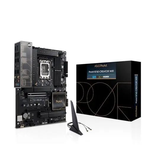 Produktbild: ASUS PROART B760-CREATOR WiFi Mainboard Sockel Intel LGA1700 (ATX, PCIe 5.0, DDR5 Speicher, WiFi 6, 3X M.2, USB 3.2 Gen2x2, für Content Creator)