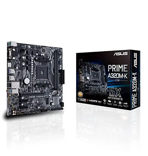 Produktbild: ASUS Prime A320M-K/CSM Mainboard Sockel AMD AM4 (mATX, SATA 6Gbit/s, DDR4, M.2, USB 3.0, LED Beleuchtung)