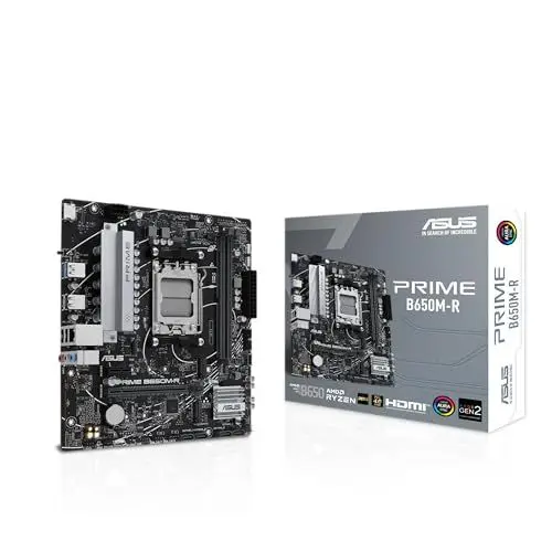 Produktbild: ASUS Prime B650M-R Gaming Mainboard Sockel AMD AM5 (microATX, DDR5, PCIe 4.0, Realtek 2.5Gb Ethernet, HDMI, SATA 6 Gbit/s, BIOS Flashback, Aura Sync)