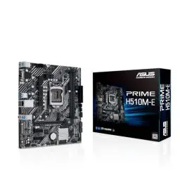 Produktbild: ASUS Prime H510M-E Mainboard Sockel Intel LGA 1200 (micro-ATX, PCIe 4.0, 32 Gbit/s M.2-Slot, 1Gbit/s-Ethernet, USB 3.2 Gen 1 Typ-A, SATA 6Gbit/s, COM-Header, adressierbarer Aura-Gen-2-Header)