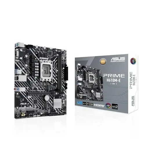 Produktbild: ASUS Prime H610M-E-CSM Mainboard Sockel Intel LGA 1700 (Intel H610, mATX, DDR4 Speicher, PCIe 4.0, 2X M.2, COM Header, RGB Header)