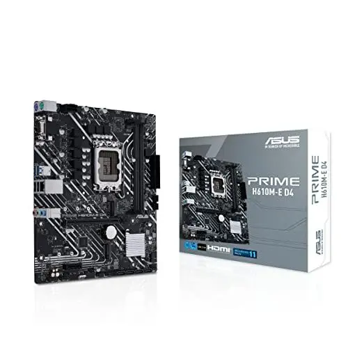 Produktbild: ASUS Prime H610M-E D4-CSM Business Mainboard Sockel Intel LGA 1700 (mATX, PCIe 4.0, 1Gb Ethernet, ASUS COM Debug Header, Remote IT Management)