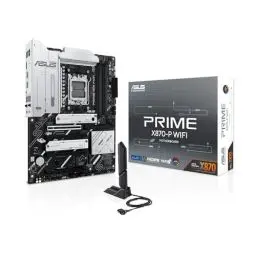 Produktbild: ASUS Prime X870-P WiFi Mainboard Sockel AM5 (AMD, ATX, PCIe 5.0, DDR5, 14+2+1 Power Stages, 4X M.2, WiFi 7, 2,5Gb Ethernet, USB-C 40Gbps)