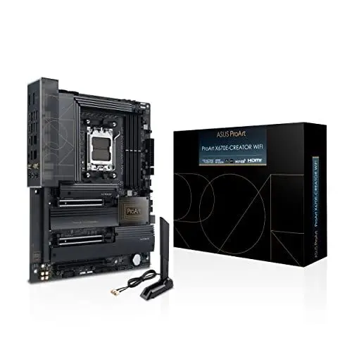 Produktbild: ASUS ProArt X670E-CREATOR WIFI Mainboard Sockel AMD AM5 (Ryzen 7000, ATX, PCIe 5.0, DDR5-Speicher, 2x USB 4, WiFi 6E, 4x M.2, USB 3.2 Gen2x2, Content Creation)