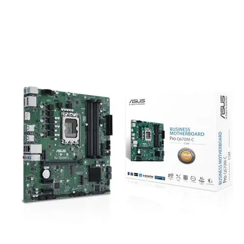 Produktbild: ASUS Pro Q670M-C-CSM Business-Mainboard Sockel Intel LGA 1700 (Micro-ATX, PCIe 4.0, DDR5, Intel-vPro-Unterstützung, HDMI, DisplayPort, USB-A 3.2), CE59873, schwarz