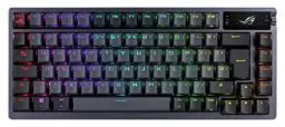Produktbild: ASUS ROG Azoth kabellose mechanische Gaming Tastatur (75% Formfaktor, ROG NX-Switches, PBT-Doubleshot-Tastenkappen, OLED-Display, Bluetooth, 2,4-GHz-RF Wireless, USB, DE QWERTZ-Layout) schwarz
