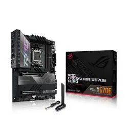 Produktbild: ASUS ROG CROSSHAIR X670E HERO Gaming Mainboard Sockel AMD AM5 (Ryzen 7000, ATX, DDR5 Speicher, 5x M.2, USB 3.2 Gen 2x2, 2x USB 4, PCIe 5.0, WiFi 6E, Aura Sync)