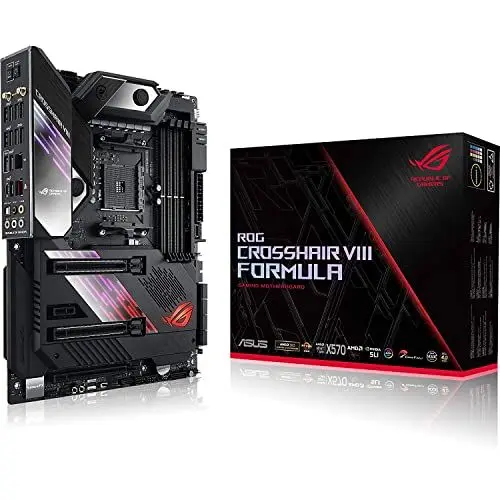Produktbild: ASUS ROG Crosshair VIII Formula Gaming Mainboard Sockel AM4 (Ryzen 3000 kompatibel, ATX-, PCIe 4.0, DDR4, Aquantia 5G Lan, USB 3.2, Aura Sync)