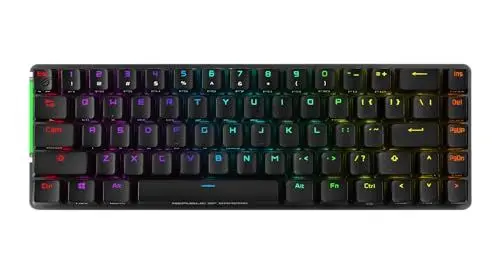 Produktbild: ASUS ROG Falchion 2,4GHz kabellose Gaming Tastatur (QWERTZ-Layout, RBG, mechanisch, Touch Panel, Tastaturabdeckung, Wireless, 68 Tasten, Aura Sync, Cherry MX Switchesc)