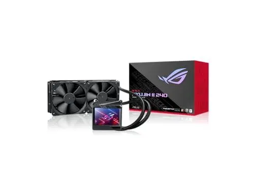 Produktbild: ASUS ROG RYUJIN II 240 All-in-One CPU-Wasserkühlung (3,5-Zoll-LCD, integrierter Pumpenlüfter zur Kühlung von VRM und M.2, 2x Noctua iPPC 2000 PWM 120mm Radiatorlüfter), Schwarz