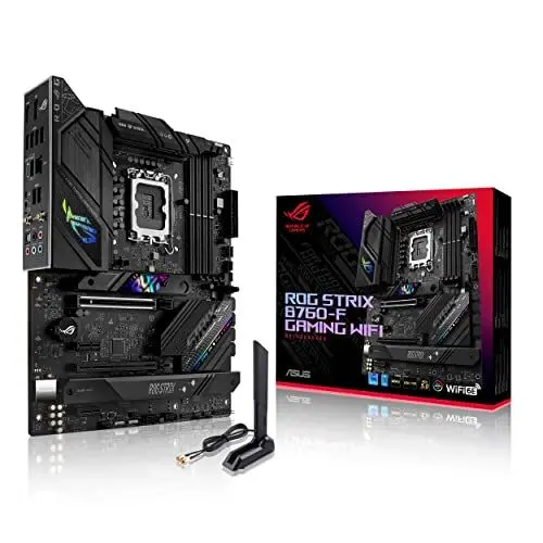Produktbild: ASUS ROG STRIX B760-F GAMING WIFI Mainboard Sockel Intel LGA 1700 (Intel B760, ATX, DDR5 Speicher, PCIe 5.0, WiFi 6E, 3x PCIe 4.0 M.2, Aura Sync)