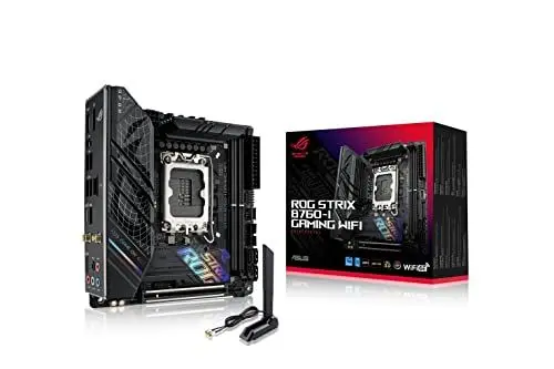 Produktbild: ASUS ROG STRIX B760-I GAMING WIFI Mainboard Sockel Intel LGA 1700 (Intel B760, Mini ITX, DDR5 Speicher, WiFi 6E, PCIe 5.0, 2x PCIe 4.0 M.2, Aura Sync)