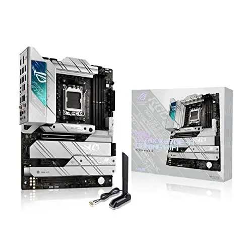 Produktbild: ASUS ROG STRIX X670E-A GAMING WIFI Mainboard Sockel AMD AM5 (Ryzen 7000, ATX, DDR5 Speicher, 4x M.2, USB 3.2 Gen 2x2, PCIe 5.0, Q-Release, M.2 Backplate, WiFi 6E, Aura Sync)