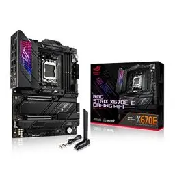 Produktbild: ASUS ROG STRIX X670E-E GAMING WIFI Mainboard Sockel AMD AM5 (Ryzen 7000, ATX, DDR5 Speicher, 4x M.2, USB 3.2 Gen 2x2, PCIe 5.0, Q-Release, M.2-Combo-Sink, WiFi 6E, Aura Sync)