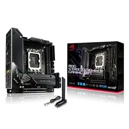 Produktbild: ASUS ROG STRIX Z690-I GAMING WIFI Mainboard Sockel Intel LGA 1700 (Mini-ITX, Intel Z690, DDR5, PCIe 5.0, WiFi 6E, 2x M2., Thunderbolt 4, Aura Sync RGB-Beleuchtung)