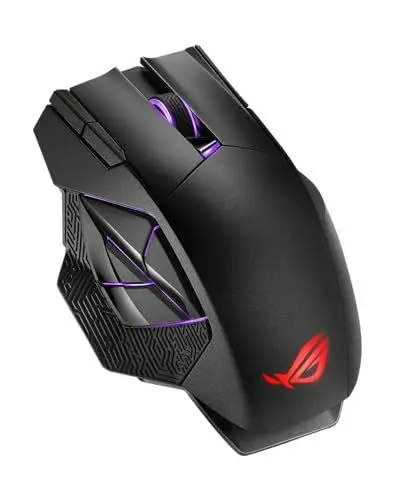 Produktbild: ASUS ROG Spatha X Gaming Maus (kabellos, kabelgebunden, magnetische Ladestation, 12 programmierbare Tasten, 19.000 dpi, Aura Sync)