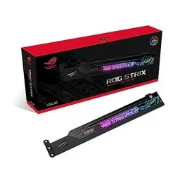 Produktbild: ASUS ROG Strix ARGB Grafikkarten Halterung (GPU Halter, AURA Sync ARGB Beleuchtung, anpassbare Größe, einfache Montage, kompatibel mit ATX-Gehäusen, schwarz)