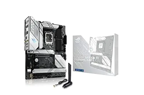 Produktbild: ASUS ROG Strix B660-A Gaming WiFi Mainboard Sockel Intel LGA 1700 (Intel B660, mATX, DDR5 Speicher, PCIe 5.0, WiFi 6, 2X M.2, Aura Sync), Weiß