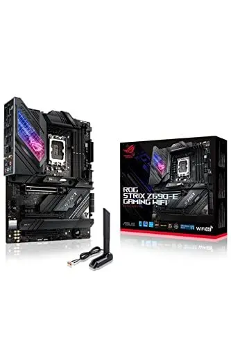 Produktbild: ASUS ROG STRIX Z690-E GAMING WIFI Mainboard Sockel Intel LGA 1700 (Intel Z690, ATX, PCIe 5.0, DDR5 Speicher, WiFi 6E, 5x M.2, USB 3.2 Gen 2x2 Typ-C, Aura Sync)