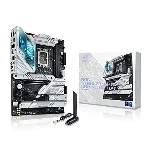 Produktbild: ASUS ROG Strix Z790-A Gaming WIFI D4 Mainboard Sockel Intel LGA1700 (ATX, DDR4 Speicher, 4x M.2, PCIe 5.0, WiFi 6E, AI Overclocking, Aura Sync)