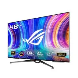 Produktbild: ASUS ROG Swift OLED PG48UQ - 47,5 Zoll 4K UHD Gaming Monitor - 138 Hz, 0.1ms GtG, G-Sync, 10-bit, HDR 10 - Stativ Sockel, smarte Kühlung, 16:9, 3840x2160, DP 1.4 DSC, HDMI 2.1, USB-Hub