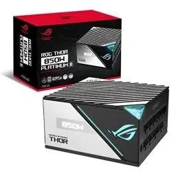 Produktbild: ASUS ROG Thor 850W Platinum II Netzteil (Aura Sync RGB Belechtung, OLED Display,135-mm-Axial-Tech-Lüfter mit PWM-Steuerung, 0dB-Kühlung, PCIe 5.0 Ready)