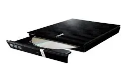 Produktbild: ASUS SDRW-08D2S-U Lite externer Slim DVD Brenner (8x DVD±R, 6x DVD±R DL, 5x DVD-RAM, USB 2.0) inkl. Cyberlink Power2Go, Hochglanz Schwarz