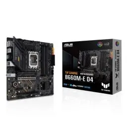 Produktbild: ASUS TUF GAMING B660M-E D4 Mainboard Sockel Intel LGA 1700 (Intel B660, mATX, DDR4 Speicher, PCIe 4.0, 2x M.2, Aura Sync)