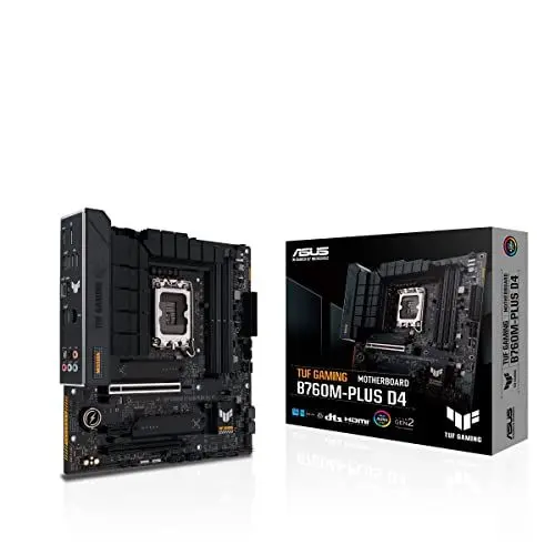 Produktbild: ASUS TUF GAMING B760M-PLUS D4 Mainboard Sockel Intel LGA 1700 (Intel B760, mATX, DDR4 Speicher, PCIe 5.0, 2x M.2, Thunderbolt 4, Aura Sync)