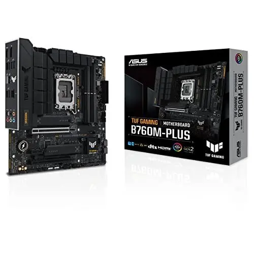 Produktbild: ASUS TUF GAMING B760M-PLUS Mainboard Sockel Intel LGA 1700 (Intel B760, mATX, DDR5 Speicher, PCIe 5.0, 2x M.2, Thunderbolt 4, Aura Sync)