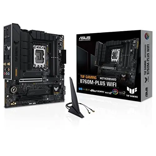 Produktbild: ASUS TUF GAMING B760M-PLUS WIFI Mainboard Sockel Intel LGA 1700 (Intel B760, mATX, DDR5 Speicher, PCIe 5.0, 2x M.2, WiFi 6, Thunderbolt 4, Aura Sync)