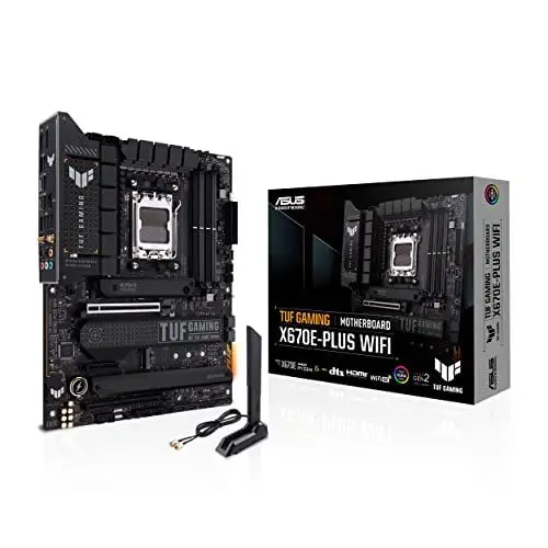Produktbild: ASUS TUF GAMING X670E-PLUS WIFI Mainboard Sockel AMD AM5 (Ryzen 7000, ATX, PCIe 5.0, DDR5-Speicher, 4x M.2, WiFi 6E, USB 3.2 Gen 2x2 Typ-C, Aura Sync)