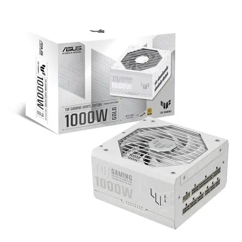 Produktbild: ASUS TUF Gaming 1000W Gold Gaming Netzteil (1000 Watt, vollmodulares Netzteil, ATX 3.0-kompatibel, Axial-tech Lüfter, PCB-Beschichtung, Doppelkugellager, weiß)
