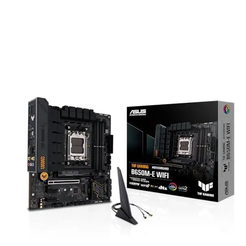 Produktbild: ASUS TUF Gaming B650M-E WiFi Mainboard Sockel AMD AM5 (Ryzen 7000, mATX, PCIe 5.0, DDR5-Speicher, 2,5 Gb Ethernet, USB 3.2 Gen 2x2 Typ-C, WiFi6, Aura Sync)