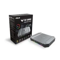 Produktbild: ASUS TUF Gaming Capture Box (CU4K30) Streaming Box (bis zu 4K, bis zu 240Hz, 2x 3,5mm-Anschluss, kompatibel mit OBS Studio, RGB Beleuchtung, kompaktes Design)