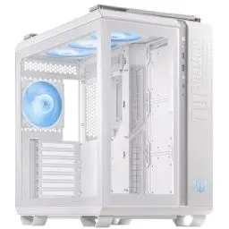 Produktbild: ASUS TUF Gaming GT502 Plus Weiß – Gaming ATX Chassis (Doppelkammer, unabhängige Kühlzonen für CPU und GPU, Seitenteile ohne Werkzeug, USB 3.2 Gen 2 Typ-C vorne)