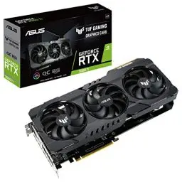 Produktbild: ASUS TUF Gaming GeForce RTX3060TI V2 8GB OC Edition Gaming Grafikkarte (Lite Hash Rate (LHR), Nvidia Ampere, PCIe 4.0, 8GB DDR6 Speicher, 2x HDMI 2.1, DisplayPort 1.4, TUF-RTX3060TI-O8G-V2-GAMING)