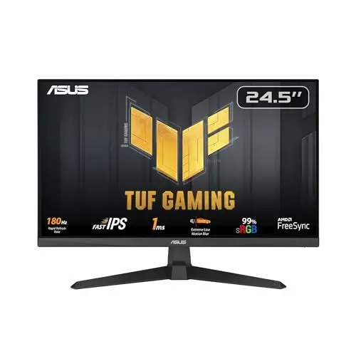 Produktbild: ASUS TUF Gaming VG259Q3A - 25 Zoll Full HD Monitor - 180 Hz, 1ms GtG, FreeSync, Adaptive Sync, ELMB, GameFast Input - Fast-IPS Panel, 16:9, 1920x1080, DisplayPort, HDMI, Speaker