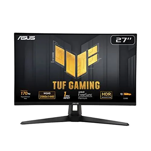 Produktbild: ASUS TUF Gaming VG27AQA1A - 27 Zoll WQHD Monitor - 170 Hz, 1ms MPRT, FreeSync Premium, HDR 10 - VA Panel, 16:9, 2560x1440, DisplayPort, HDMI, Speaker, Schwarz