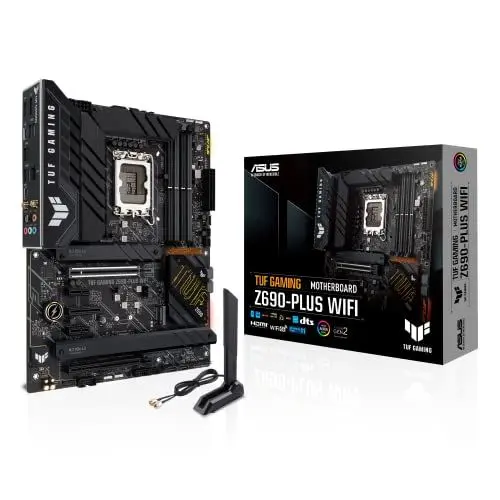 Produktbild: ASUS TUF Gaming Z690-PLUS WiFi Mainboard Sockel Intel LGA 1700 (Intel Z690, ATX, PCIe 5.0, DDR4, 4X M.2, SATA 6Gbit/s, Thunderbolt 4, Aura Sync, WiFi 6E und Intel 2,5 Gb Ethernet)