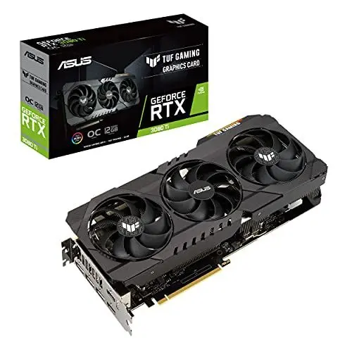 Produktbild: ASUS TUF GeForce RTX 3080TI 12 GB OC Version Gaming Grafikkarte (Nvidia Ampere, PCIe 4.0, DLSS, Raytracing, GDDR6X Speicher, 2x HDMI 2.1, 3x DisplayPort 1.4a, TUF-RTX3080TI-O12G-GAMING)