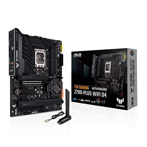 Produktbild: ASUS TUF Z790 PLUS - Intel LGA 1700 ATX VRM 20+1-Phasen-Motherboard, DDR4, fünf M.2-Steckplätze, PCIe 5.0, Thunderbolt 4 USB-Typ-C-Anschluss, Wi-Fi 6E, AI-Overclocking und Aura Sync RGB