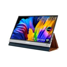 Produktbild: ASUS ZenScreen OLED MQ13AH - 13,3 Zoll tragbarer USB Monitor - 100% DCI-P3, Full HD 1920x1080, 16:9, 1ms, HDR 10 - 490g leicht, Typ-C USB, Mini HDMI, Autorotation, Smartcase, Stativ Sockel, glänzend