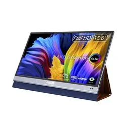 Produktbild: ASUS ZenScreen OLED MQ16AH - 15,6 Zoll tragbarer USB Monitor - 100% DCI-P3, Full HD 1920x1080, 16:9, 1ms, HDR 10 - 650g leicht, Typ-C USB, Mini HDMI, Autorotation, Smartcase, Stativ Sockel, glänzend