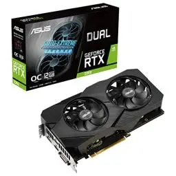 Produktbild: Asus Dual Nvidia GeForce RTX 2060 12GB EVO OC Edition Gaming Grafikkarte (GDDR6 Speicher, PCIe 3.0, 2X HDMI 2.0b, 1x DVI, 1x DisplayPort 1.4a, DUAL-RTX2060-O12G-EVO)