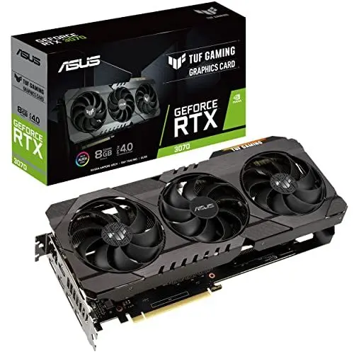 Produktbild: Asus TUF GeForce RTX 3070 TI V2 8GB Gaming Grafikkarte (Nvidia Ampere, PCIe 4.0, DLSS, Raytracing, GDDR6 Speicher, 2X HDMI 2.1, 3X DisplayPort 1.4a, TUF-RTX3070TI-8G-V2-GAMING)