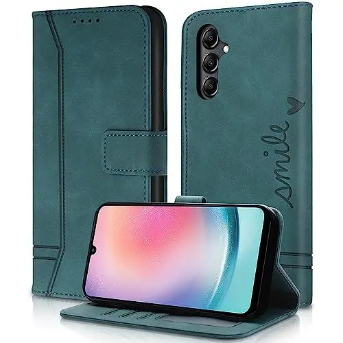 Produktbild: AsWant Handyhülle für Samsung Galaxy A24 4G Hülle Leder - Premium PU Wallet Klapphülle Kartensteckplatz und Magnetismus Schutzhülle Tasche für Samsung A24 4G (Grün)