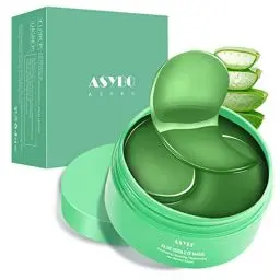 Produktbild: ASYBO Aloe Vera Augenmaske, 60 Pcs unter Augenflecken, Augenbehandlungsmaske für unter Augentüten, dunkle Kreise, geschwollene Augen, feine Linien, Anti-Aging, feuchtigkeitsspendende Augenmaske